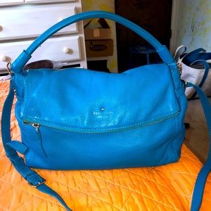 Kate Spade Pebbled Leather Foldover Convertible Hobo Cross Body Handbag (FF)